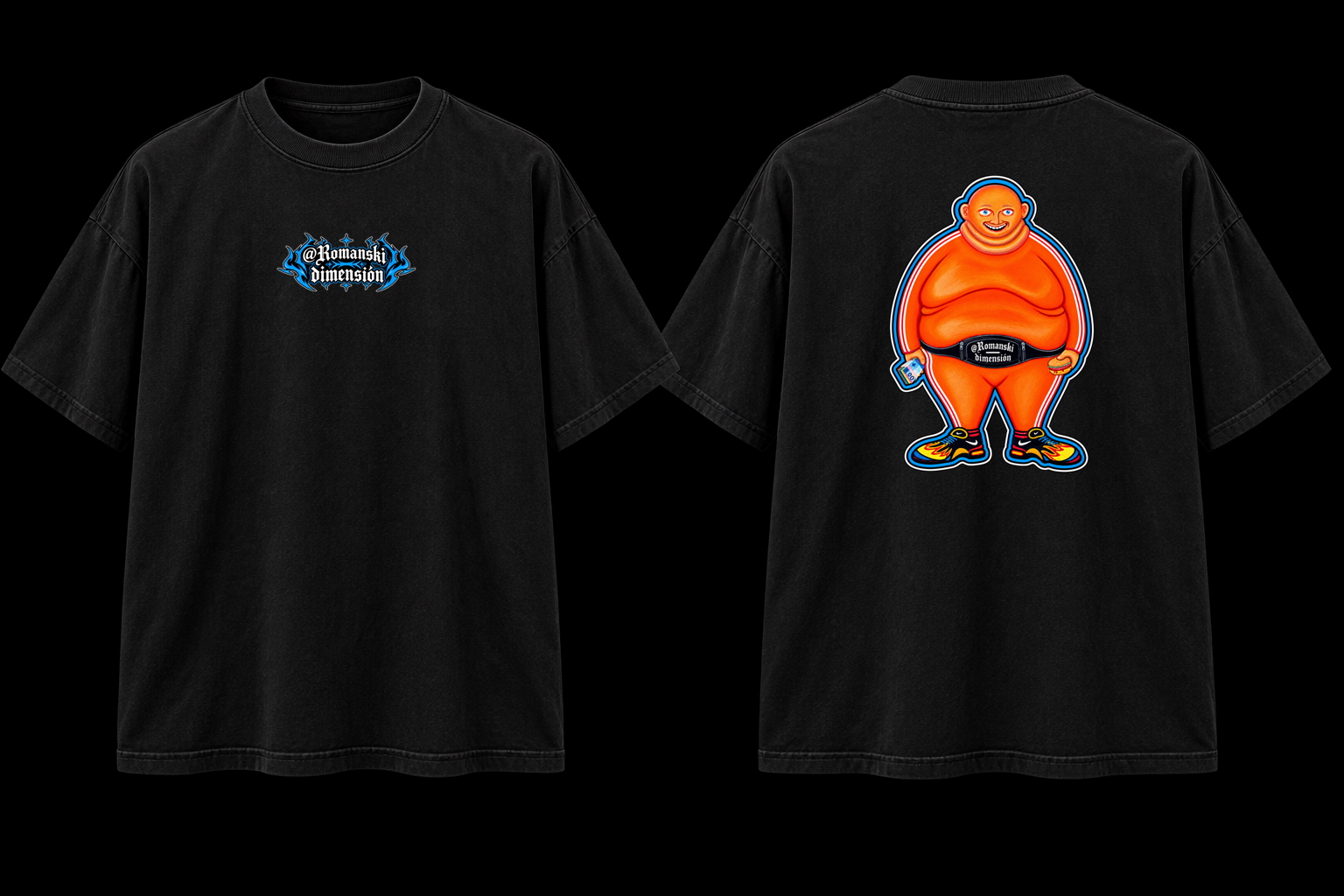 Orange Unit Tee front and back mockup